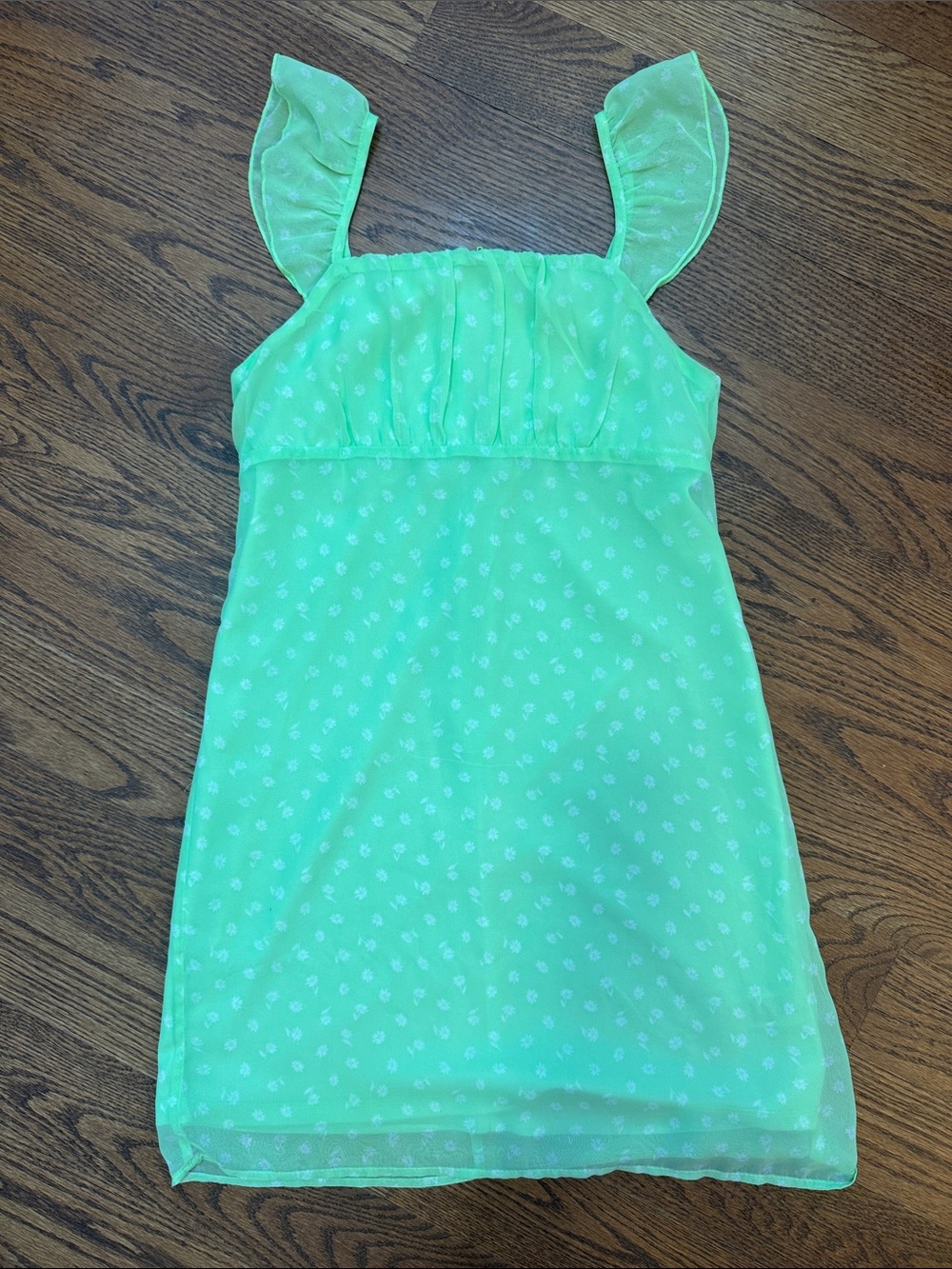 art class Mint Green Floral Ruffle-strap Sundress